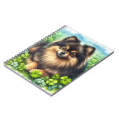 ブリンドルポメラニア犬ウォーターカラークローバーシャームロック ノートブック (左側)