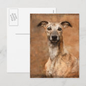 ブリンドル·ホイッペット·ドッグ シーズンポストカード (正面/裏面)