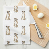 ブリンドル&ホワイトボクサードッグ キッチンタオル (四つ折り)