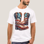 ブリンブリン アメリカ国旗 カウボーイブーツ Tシャツ (正面)