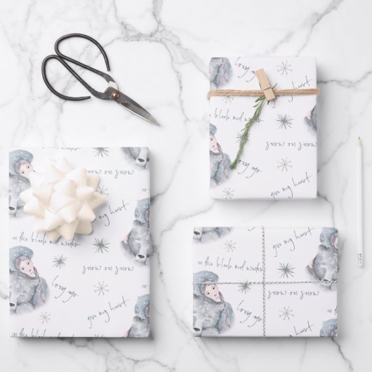 ブリークミッドウィンターベア雪プリンセスパターンラップ ラッピングペーパーシート (正面)