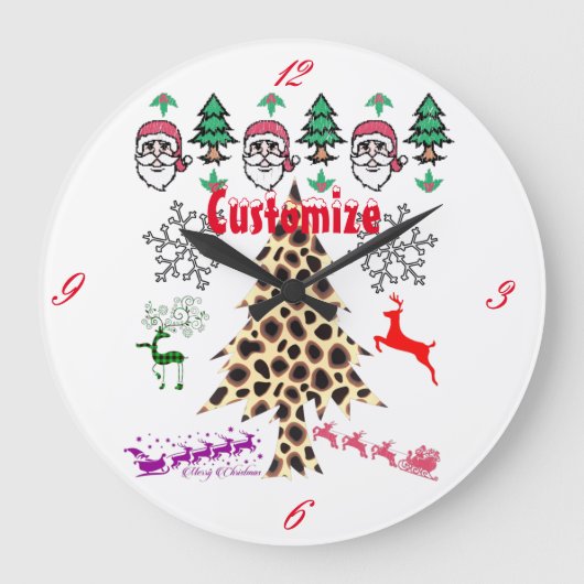 ブリークリスマスランダムミスマッシュサンダー_コーブ ラージ壁時計 (正面)
