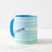 ブリージー抽象芸術アクアストライプズ マグカップ (正面左)