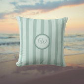 ブリーズソフトヴィンテージグリーンストライプイニシャル付き クッション