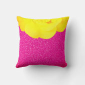 ブリーズメイドピンクグリッター結婚ズフローライエローローズ クッション (裏面)