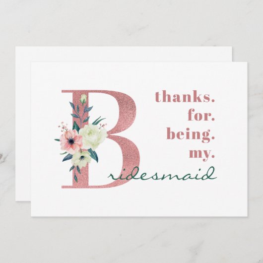 ブリーズメイドピンクフローラ結婚レター サンキューカード (正面/裏面)