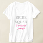 ブリーズメイドピンク結婚名前をカスタムするバチェロレッテ Tシャツ<br><div class="desc">美しい書道、ピンクの花嫁Tシャツ。の紙結婚Tシャツに最適。花嫁の分隊。</div>