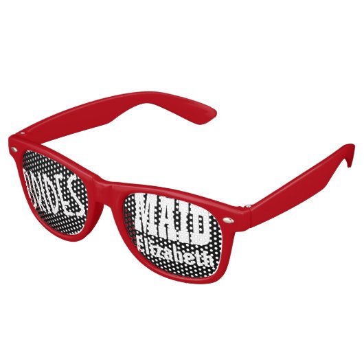 ブリーズメイド結婚式の引き出物白黒レッドネームA02A レトロサングラス (アングル)