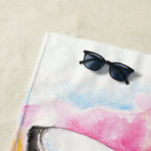 ブリーチングオルカホエールレインボーウォーターカラー ビーチタオル (インサイチュ)