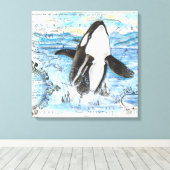 ブリーチングオルカ古地図 キャンバスプリント (インサイチュ (ウッドフロア))