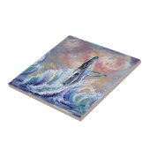 ブリーチングハワイアンハンバックホエールセラミックタイル タイル (側面)