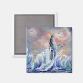 ブリーチングハワイアンハンバックホエールマグネット マグネット (正面/裏面)