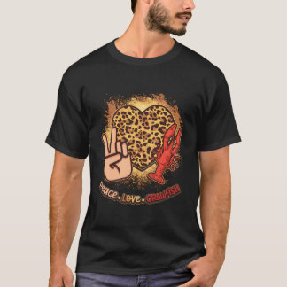 ブリーチ済み ピース ラブ ザリガニの季節 シーフード Tシャツ