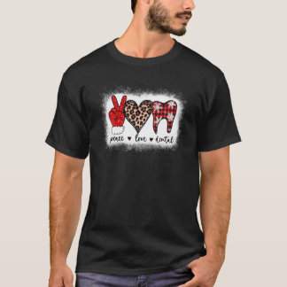ブリーチ ピース ラブ デンタル レオパード ハート クリスマス Tシャツ