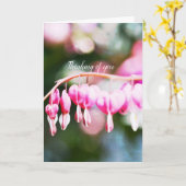 ブリーディングハートフラワーズピンク花の写真 カード (黄色い花)