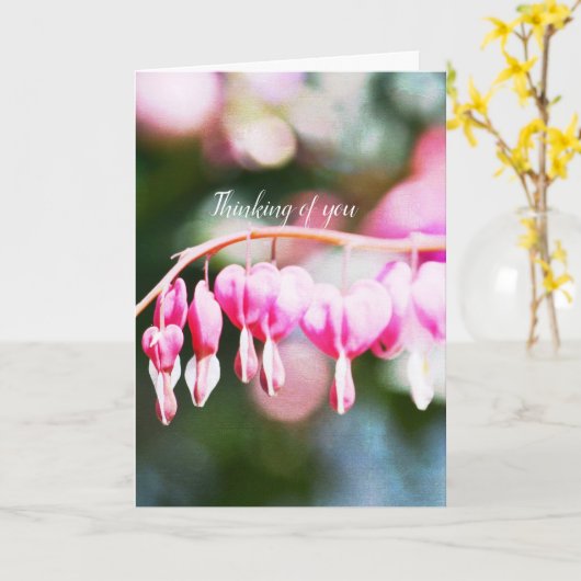 ブリーディングハートフラワーズピンク花の写真 カード (黄色い花)