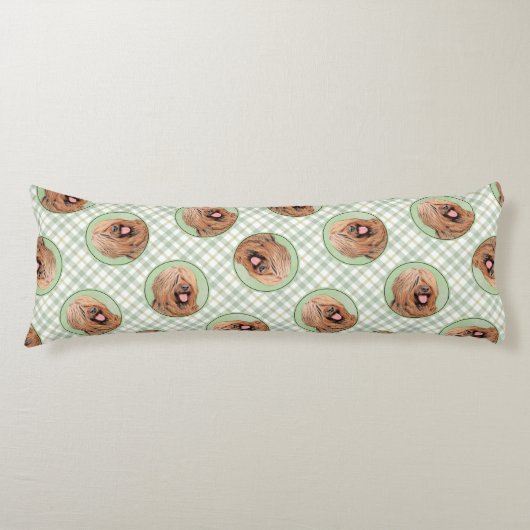 ブリード絵を描ズ・タウニー・ブラック・オーバーレイ可愛いドッグアート ボディピロー (正面)