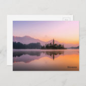 ブリード・スロベニア湖の島の美しい教会 ポストカード (正面/裏面)