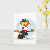 ブリーフケースのメッセージカードを握っている微笑のトラ カード (黄色い花)