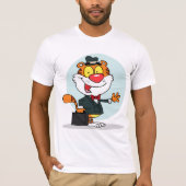 ブリーフケースを持つ微笑み虎はTシャツを繕う Tシャツ (正面)