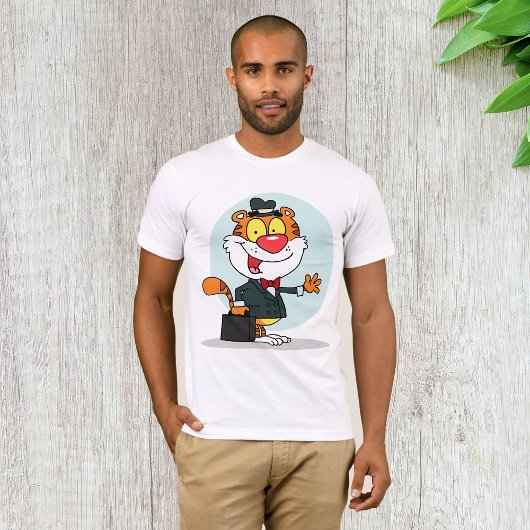 ブリーフケースを持つ微笑み虎はTシャツを繕う Tシャツ