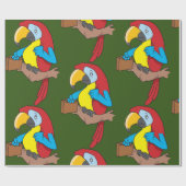 ブリーフケース付きオウム ラッピングペーパー (フラット)