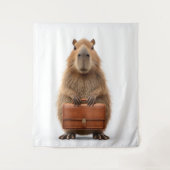 ブリーフケース付きビジネスキャピバラ タペストリー (正面)