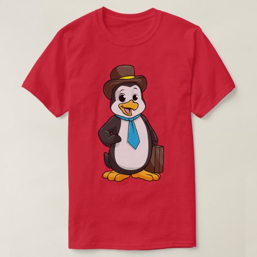 ブリーフケース付き起業家としてのペンギン Tシャツ (デザイン正面)
