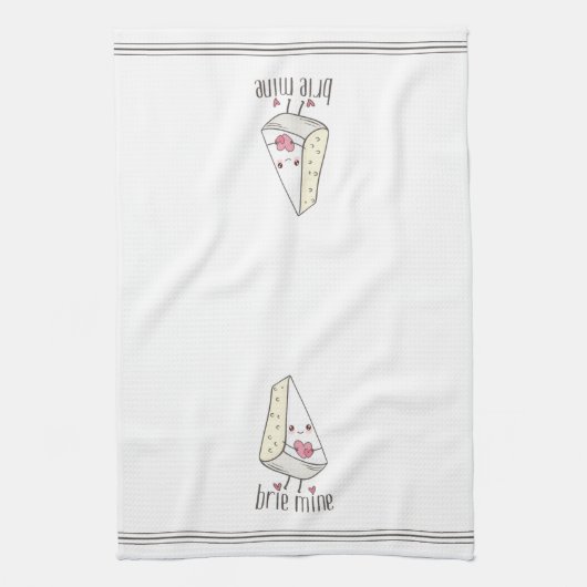 ブリーブイネかわいいおもしろいバレンタインズデイチーズパン キッチンタオル (縦)