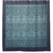 ブリールウサギbyウィリアム・モリス青いテキスタイルパターン シャワーカーテン (正面)