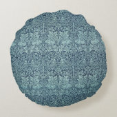 ブリールウサギbyウィリアム・モリス青いテキスタイルパターン ラウンドクッション (裏面)