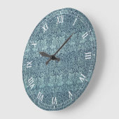 ブリールウサギbyウィリアム・モリス青いテキスタイルパターン ラージ壁時計 (傾斜)