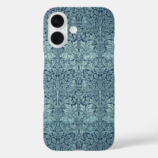 ブリールウサギbyウィリアム・モリス青いテキスタイルパターン Case-Mate iPhoneケース (裏面)