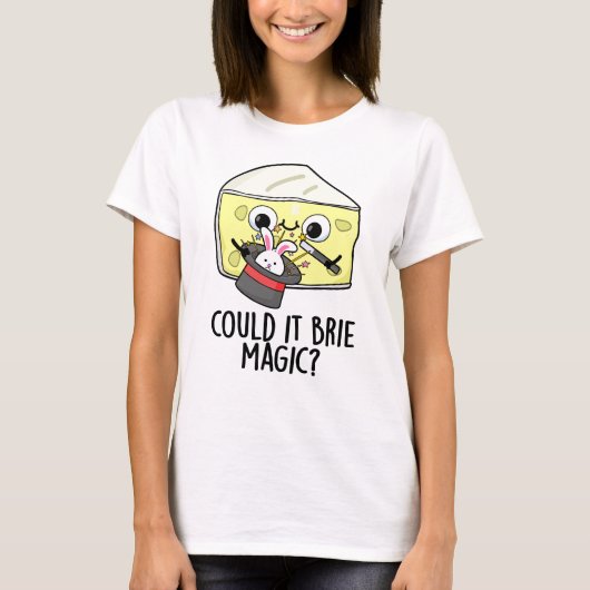 ブリー魔法かも 面白いチーズのダジャレ Tシャツ (正面)