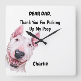 ブルおもしろいテリアパパウォーターカラーキニーアート スクエア壁時計