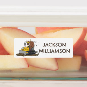 ブルおもしろいドライビングブルドーザーパーソナライズされたガ ラベル