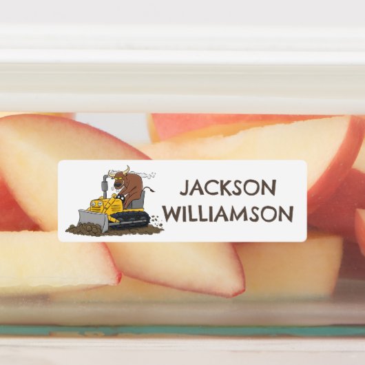 ブルおもしろいドライビングブルドーザーパーソナライズされたガ ラベル (貼付)