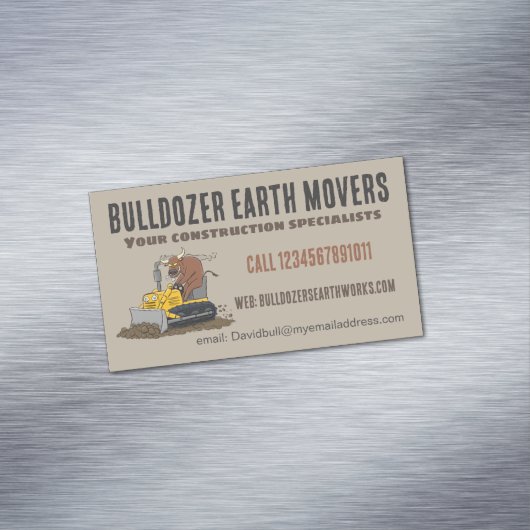 ブルおもしろいドライビングブルドーザー建築事業 マグネット名刺 (インサイチュ)