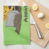 ブルおもしろいドライビングブルドーザー キッチンタオル (四つ折り)