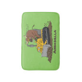 ブルおもしろいドライビングブルドーザー バスマット (正面縦)