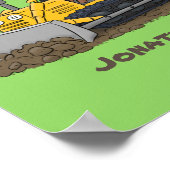 ブルおもしろいドライビングブルドーザー ポスター (角)