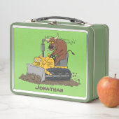 ブルおもしろいドライビングブルドーザー メタルランチボックス (インサイチュ)