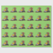 ブルおもしろいドライビングブルドーザー ラッピングペーパー (フラット)