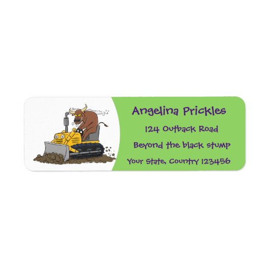 ブルおもしろいドライビングブルドーザー ラベル (正面)