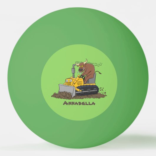 ブルおもしろいドライビングブルドーザー 卓球ボール (正面)