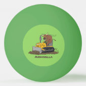 ブルおもしろいドライビングブルドーザー 卓球ボール (裏面)