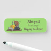 ブルおもしろいドライビングブルドーザー 名札 (インサイチュ)