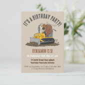 ブルおもしろいドライブルドーザー誕生日の招待状 招待状 (スタンド正面)