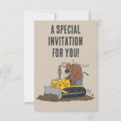 ブルおもしろいドライブルドーザー誕生日の招待状 招待状 (裏面)