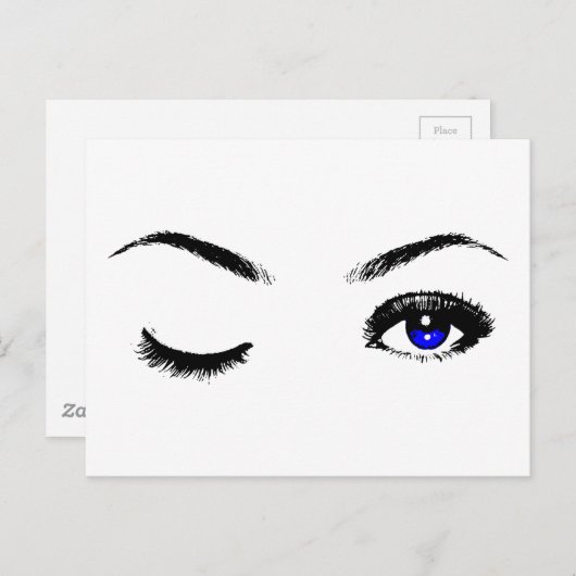 ブルかわいらしーアイズウィンク ポストカード (正面/裏面)